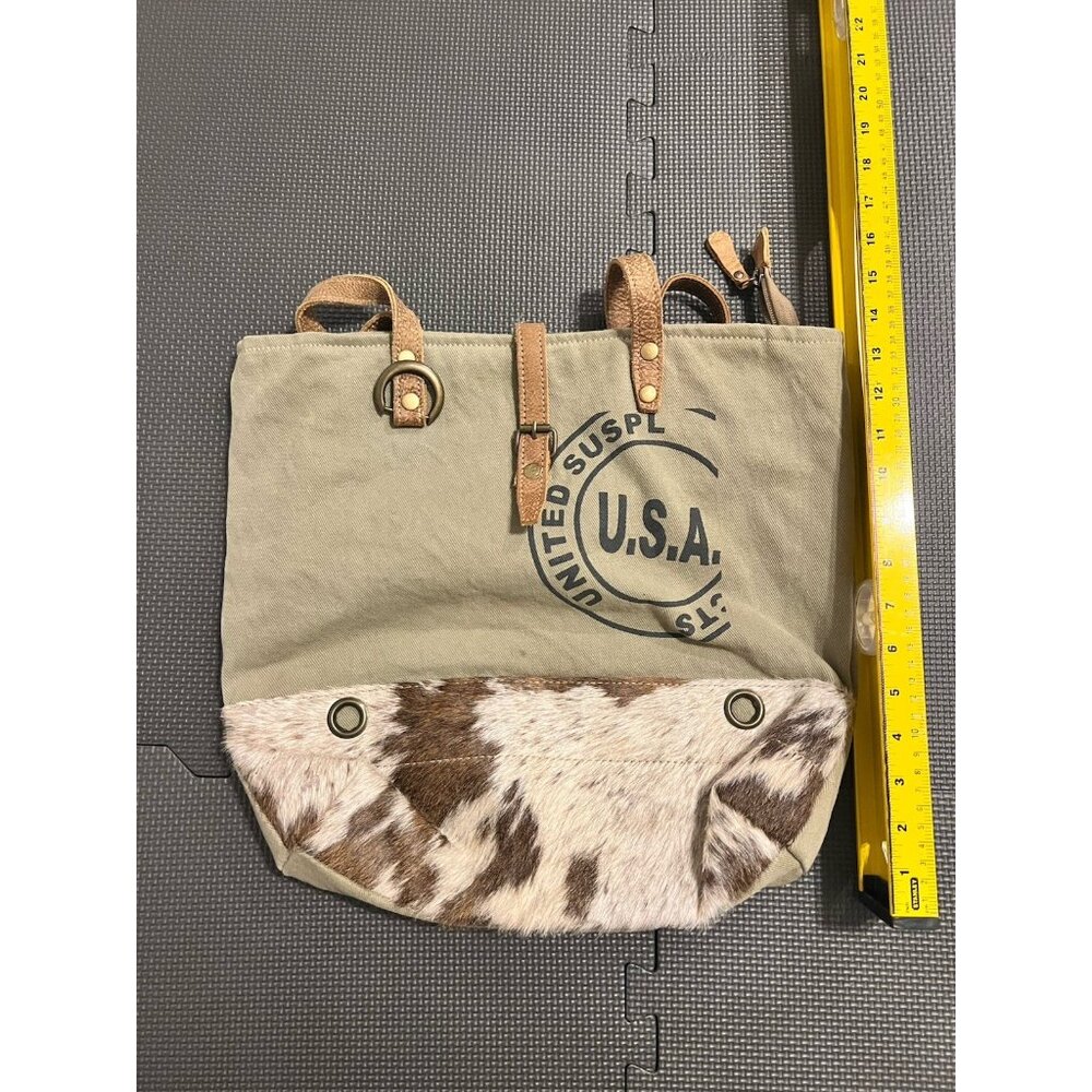 Myra Bag Cowhide Canvas Backpack Messenger USA Vintage Style Leather